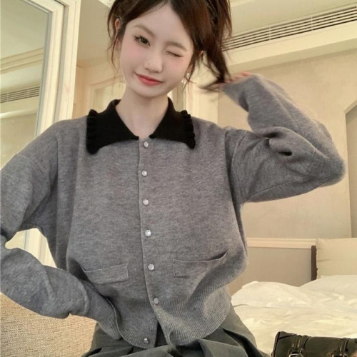  오노마 프릴 카라 시보리 가디건 USO-118