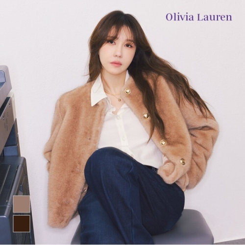 세정 올리비아로렌 여성 에코퍼 라운드넥 자켓 VOBJF5WA111