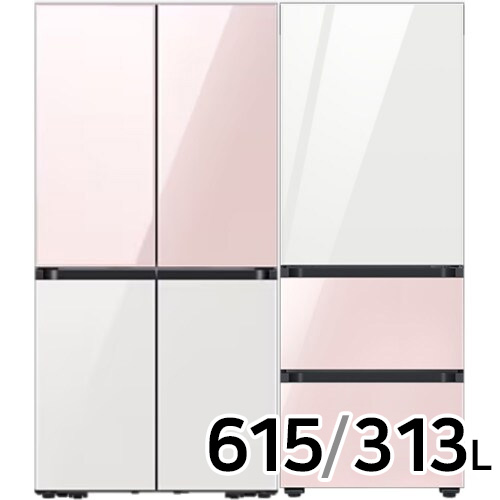 삼성전자 비스포크 키친핏 글램 RF60DB9KF1AP (핑크+화이트) + RQ33DB74C1AP (화이트+핑크)_이미지