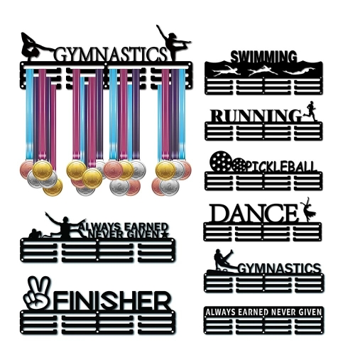 챔피온 메달 걸이 거치대 홀더 체조 디스플레이 행거 스포츠 시상식 금속 끈 랙 튼튼한 벽걸이 운동 선수 플레이어용 02 HJEW-..