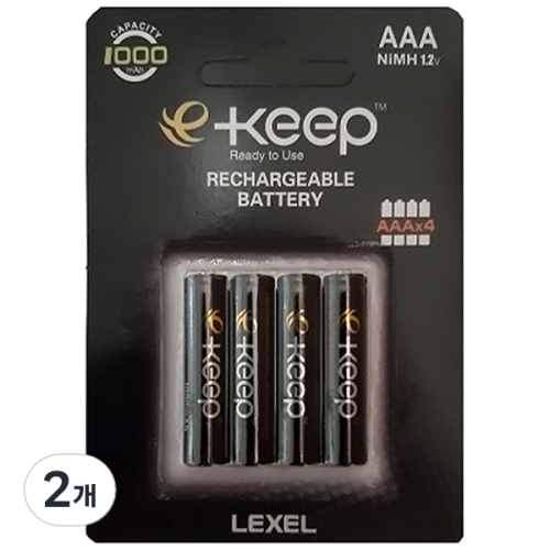렉셀 e-Keep AAA 고용량 충전지 1000mAh 4개입 2개