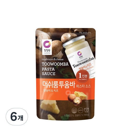 청정원 싱글 파우치 머쉬룸 투움바 소스 150g 6개