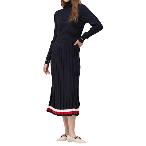 타미힐피거 핏 앤 플레어 미디 스웨터 드레스 T22C7TDR011WT2 (DW5, 네이비)