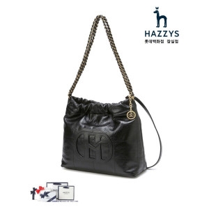 헤지스 여성 H패치 블랙 레더 퀼팅 체인 호보백_HIBA5E551BK