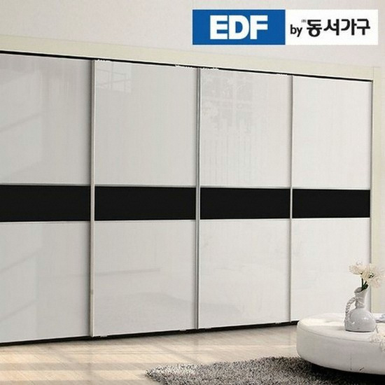 동서가구 화이트펄 블랙밴드 슬라이딩 붙박이장 (30cm)_이미지