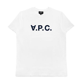 아페쎄 VPC 벨벳 로고 반팔 티셔츠 화이트 다크네이비 40699308