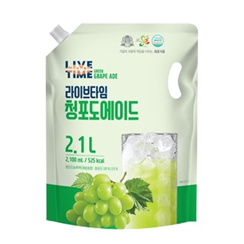 태웅식품 라이브타임 청포도에이드 2.1L (1개)_이미지