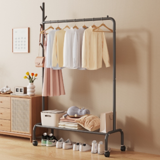 워나던 철제 스탠드 이동식 수납 행거