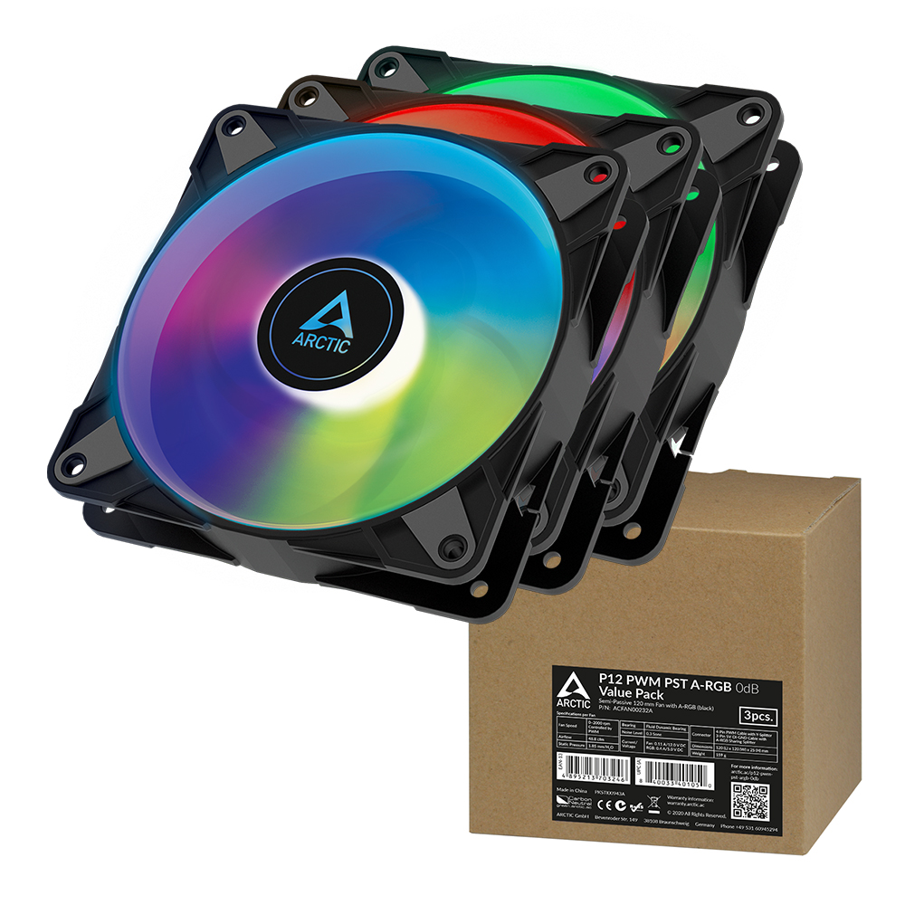 ARCTIC P12 PWM PST ARGB 피씨디렉트 (밸류팩(3팩), 블랙)_이미지