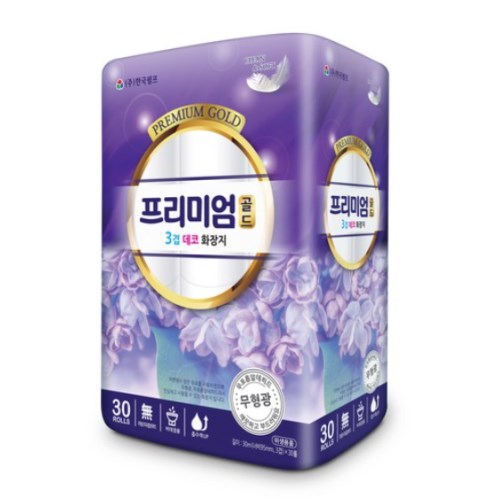 한국펄프 프리미엄 골드 3겹 데코 화장지 30m (30롤) (2팩)