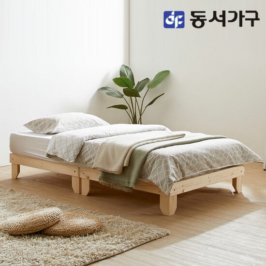 동서가구 솔트 로그 원목 평상형 침대 SS (양면본넬스프링)_이미지