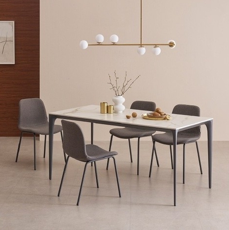 한샘 도노 세라믹 엣지 와이드 식탁 1600 (슬림의자4개)_이미지