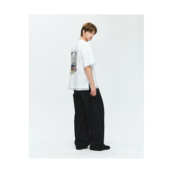 지오송지오 리 컬렉션 마드갈 아트워크 레이어드 티셔츠 화이트 BI3TS350WH 6