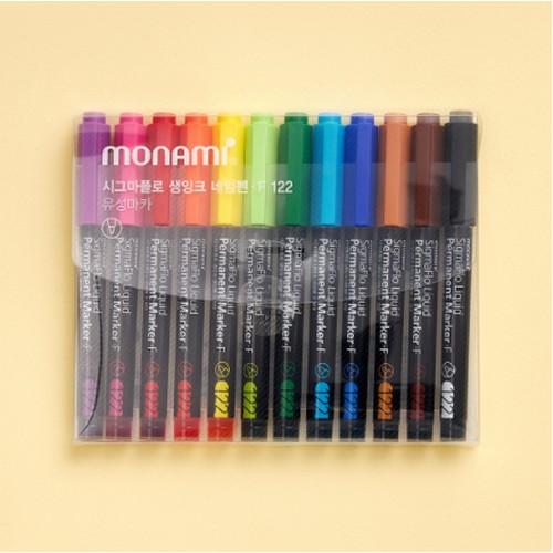 모나미 시그마플로 생잉크 F122 네임펜 세트 (12색)_이미지