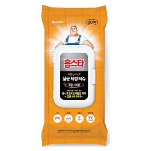 홈스타 살균 세정티슈 주방식탁용 캡형 60매 (2팩)_이미지