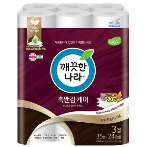 깨끗한나라 촉앤감 케어 35m (24롤) (1팩)_이미지