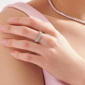 여성 18k 레이첼 랩 다이아몬드 반지 3줄(11-15호)