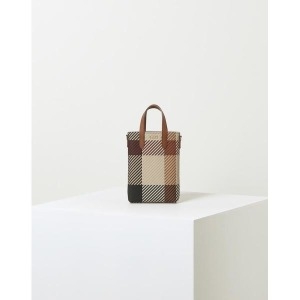  닥스 ACC HOUSE CHECK MAXI_ ECO 브라운 로고장식 가죽 미니크로스백 DCWA1F501W2LL