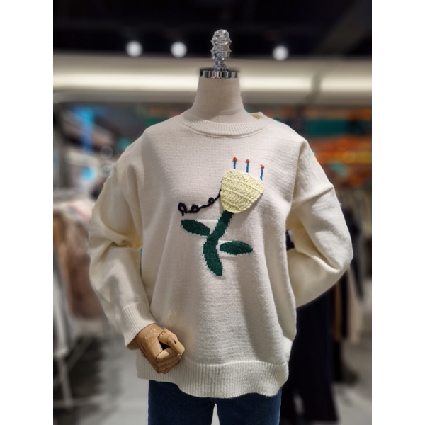 포커스 플라워니트티셔츠 FS3A7KT0027_이미지