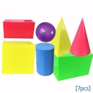 컬러 입체도형 모형 7PCS 원기둥원뿔 육면체수학교구
