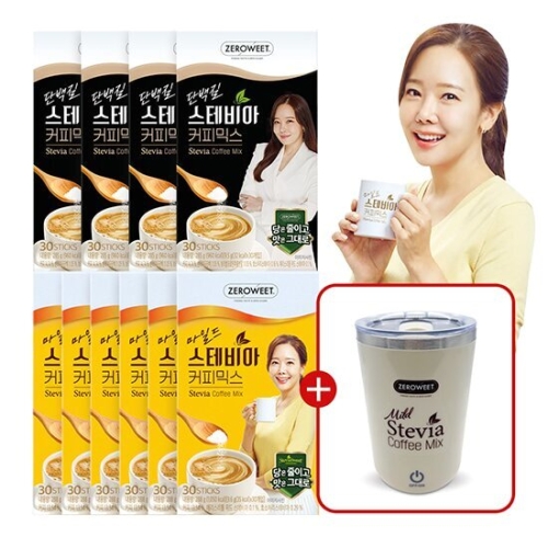 펄세스 마일드 스테비아 커피믹스 9.6g 30개입 6개 + 단백질 스테비아 커피믹스 9.5g 30개입 4개_이미지
