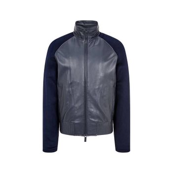 래글런 울 슬리브 레더 자켓 153734686