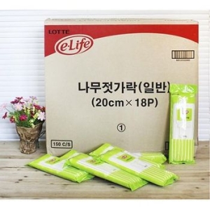 롯데알미늄 이라이프 나무젓가락 일반 18개 (150팩(1,200개))_이미지