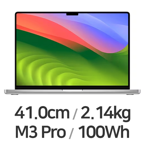 APPLE 맥북프로16 M3프로 12코어 CPU, 18코어 GPU 실버 (램18GB, SSD 512GB)_이미지