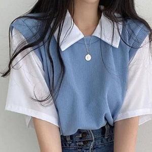 셀러허브 패션 JHP4Q77S_51IB 니트 페이크 티셔츠 ST310_이미지
