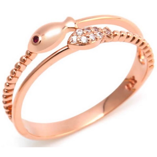 비앤비골드 18K 두줄 루비 물고기 반지 SRS26934