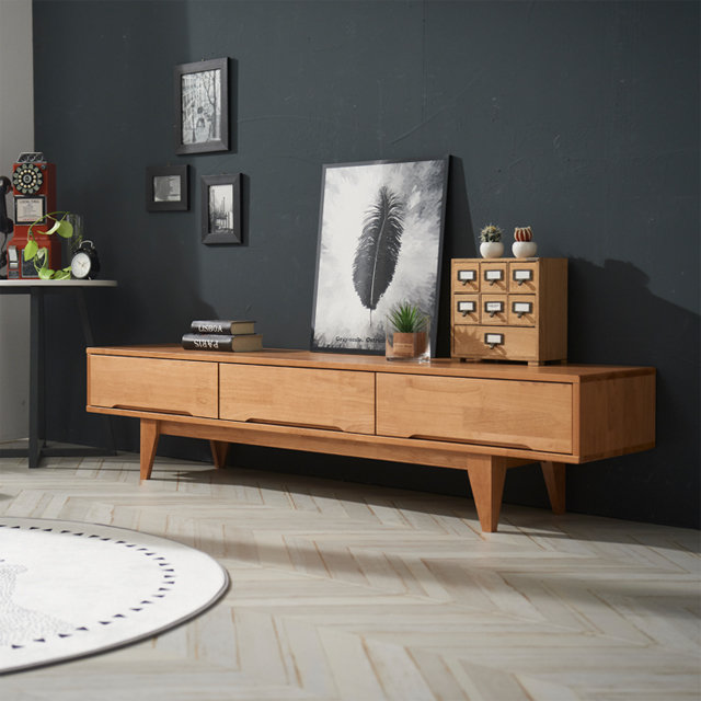 아름이와다움이 에센스 고무나무 원목 1단 거실장 1800