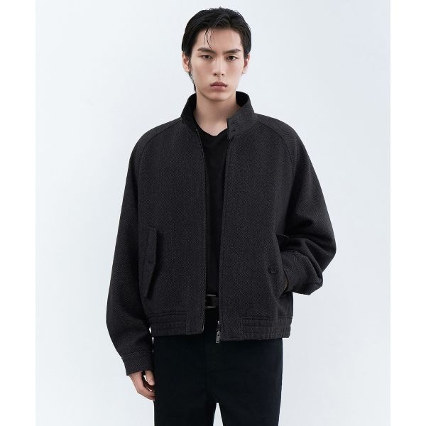 무신사 무신사 스탠다드 MUSINSA STANDARD 울 블렌드 헤링본 해링턴 자켓 재킷 다크 그레이 MMEJJ5D17