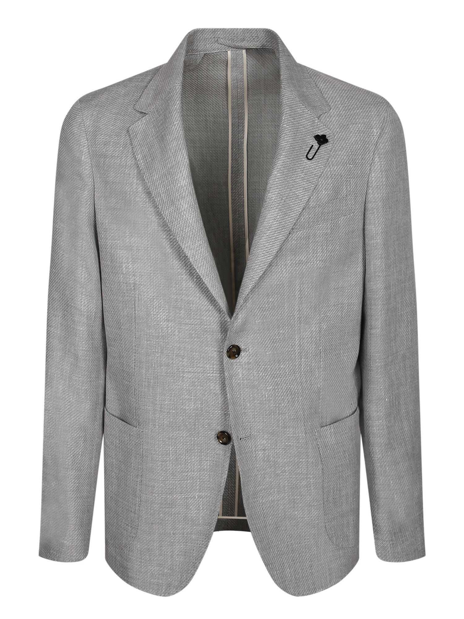 라르디니 Lardini 싱글-breasted 자켓 in a linen 앤 울 blend. Features 투 front buttons, welt pockets, 앤 the signature lapel pin. CN6202EPAIF_이미지