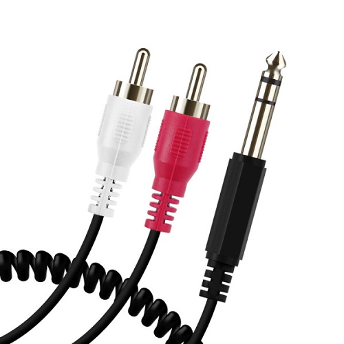 라이트컴 COMS IH305 2RCA to 6.5mm 스테레오 스프링 케이블 (0.8m)_이미지
