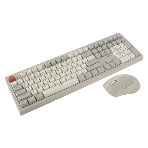 지클릭커 OFFICEPRO WMK50 사일런스 M RGB 무소음 방수 무선 블루투스 108 키보드 마우스 세트 Retro Cappuccino_이미지
