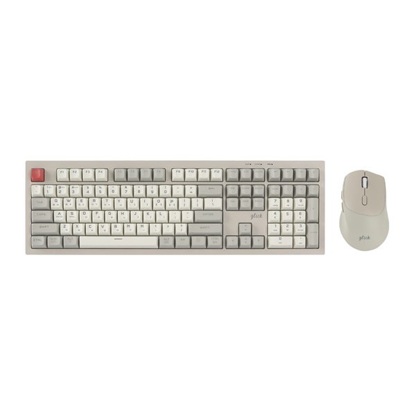 지클릭커 OFFICEPRO WMK50 사일런스 M RGB 무소음 방수 무선 블루투스 108 키보드 마우스 세트 Retro Cappuccino_이미지
