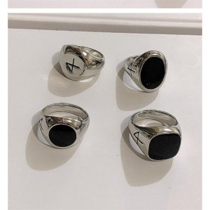 키라키라스 유니섹스 블랙 실버 넘버 반지 2종류 7326634