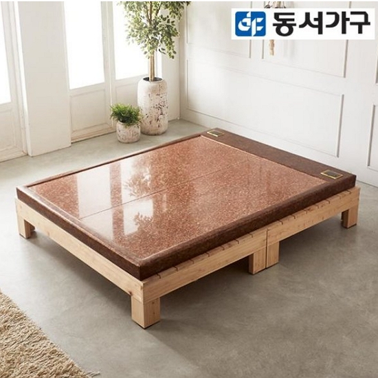 동서가구 로제 무헤드 편백나무 돌침대 Q (홍맥반석)_이미지