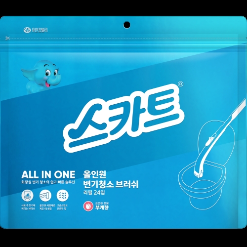 스카트 올인원 변기 청소 브러쉬 부케 리필 24p 블루 1개_이미지