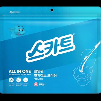 스카트 올인원 변기 <b>청소</b> 브러쉬 부케 리필 24p 블루 1개