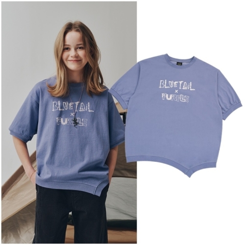 블루테일 2 AZB2TS01VI 주니어 바이올렛 밑단 언발란스 반팔 스웻셔츠 바이올렛/140