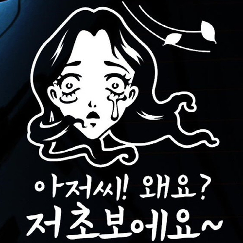 뭉키월드 자동차 스티커3 아저씨 왜요 저 초보에요 LSC-346 (반사)_이미지