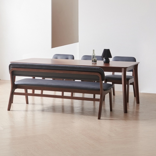 라로퍼니처 롤랑 고무나무 원목 낮은 식탁 1900 (의자3개+벤치1개)_이미지