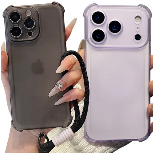 아이폰12 미니 풀커버 범퍼 반투명 젤리 스트랩 케이스