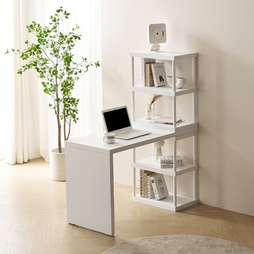 스킬디자인 데코홈 컴퓨터 소형책상 스틸 4단 책장세트 (1200x550)