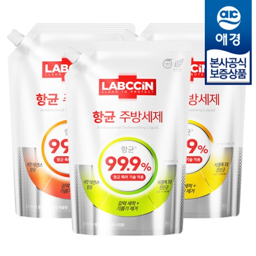 항균 주방세제 리필 1L x3개 라임/레몬/애플