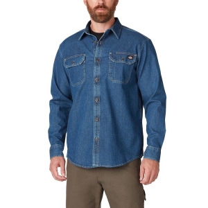 디키즈 남성용 플렉스 데님 긴소매 셔츠 미디엄 데님 워시 L 102659