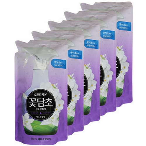 LG생활건강 샤프란케어 꽃담초 섬유탈취제 자스민꽃향 리필 320ml (5개)