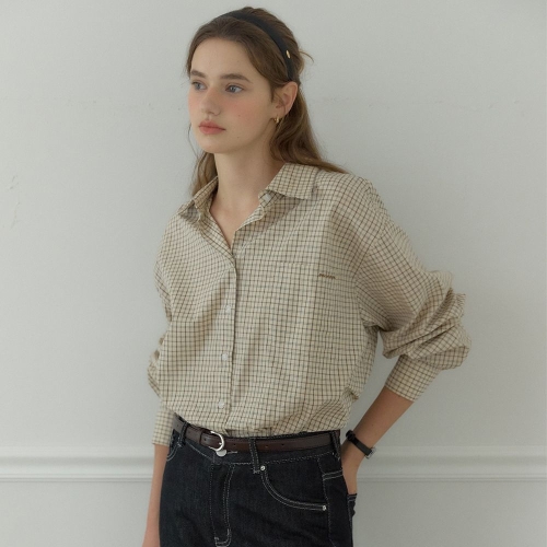 아워호프 Laura Check Shirt Beige H25FA-SH02-BEI_이미지