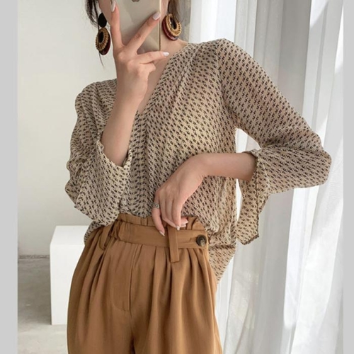 셀러허브 여성 OHS CTDD1929 긴팔 시스루 쉬폰 블라우스_이미지